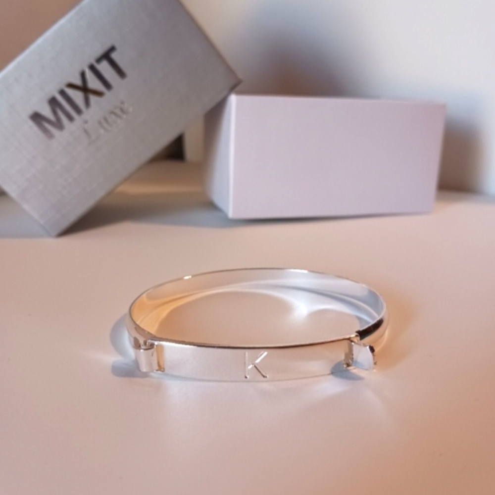 Mixit K Initial Silver Bangle Bracelet